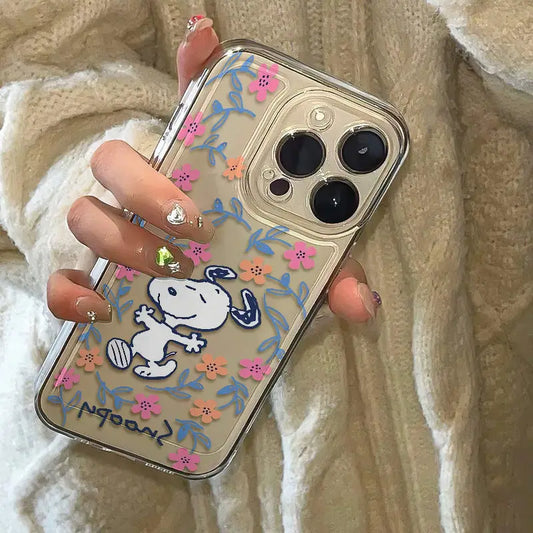Black Flower Snoopy iPhone Case