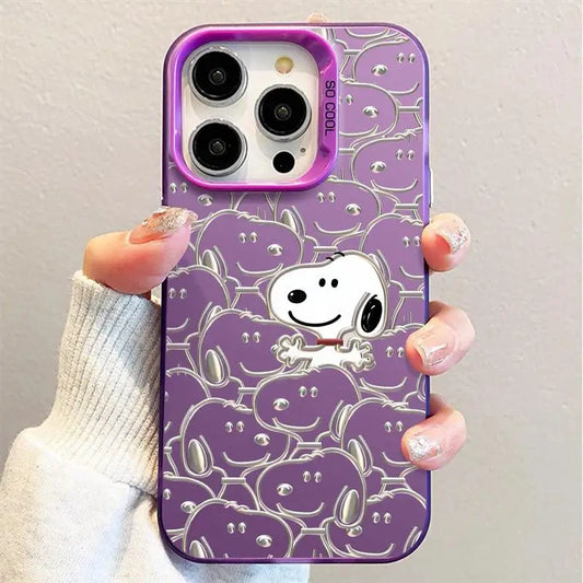 Adorable Snoopy Plating Case for Samsung Galaxy A Series Phones