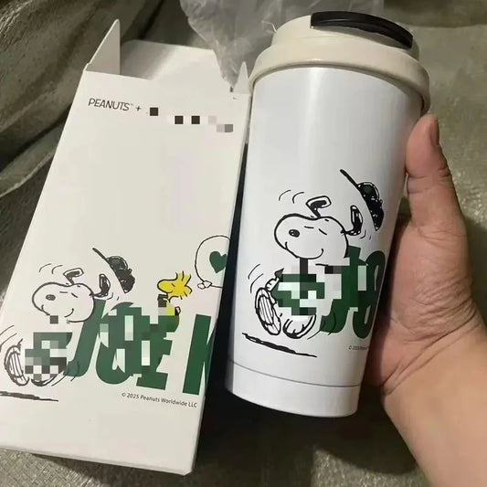 Snoopy Stainless Steel Straw Cup – Large-Capacity Cartoon Companion
