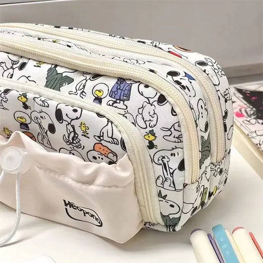 Snoopy Multi-Layer Canvas Pencil Case – Cute and Functional Stationery Storage