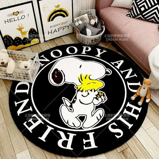 MINISO Disney Snoopy Cartoon Round Carpet – Perfect for Kids' Rooms