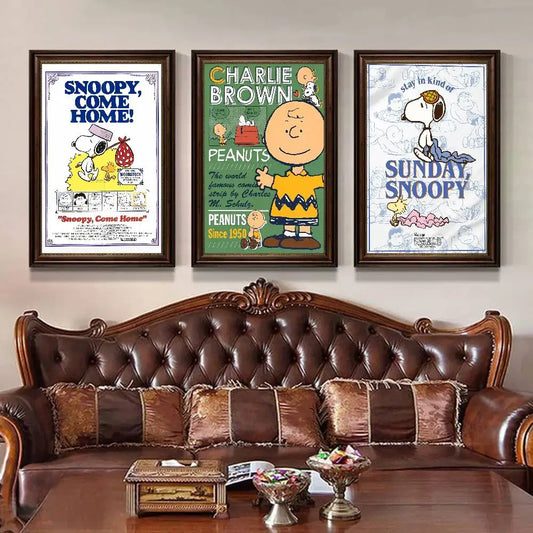 Snoopy Cartoon Self-adhesive Art Poster – Whimsical Home Decor