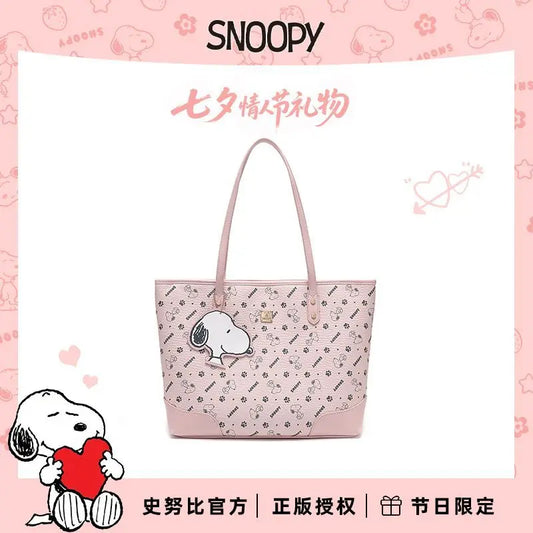 Snoopy cartoon cute tote bag creative kawaii girls fashion high-end shoulder handbag anime peripheral Christmas Halloween gift.