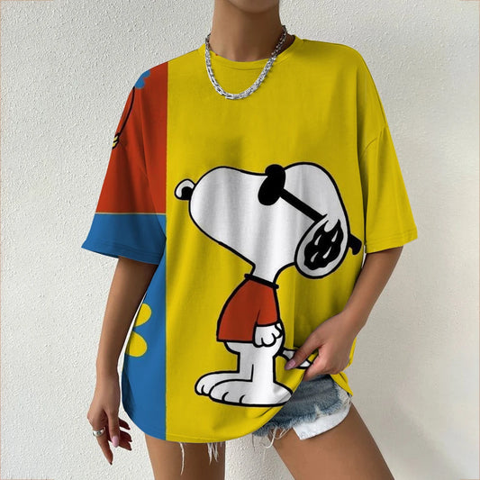 Trendy Snoopy Print Women's Oversized O-neck T-shirt – Y2K Streetwear