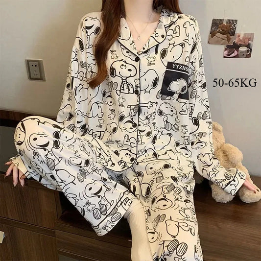 Cozy and Cute: Anime Snoopy Full Print Women Pajama Set