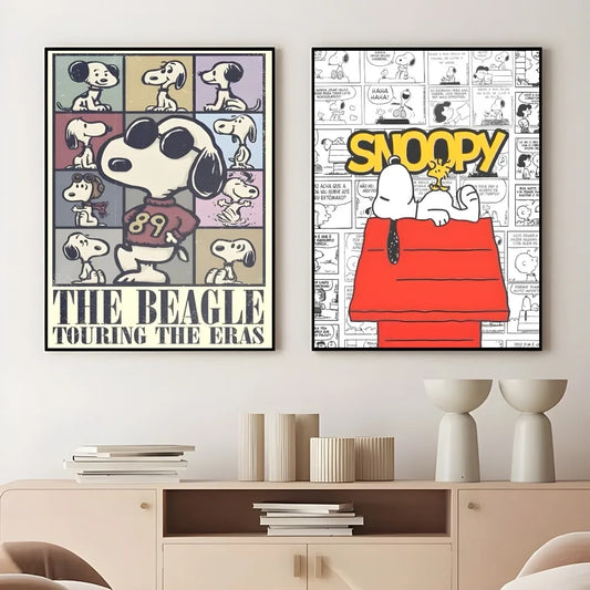 S-Snoopy Cute Cartoon Dog Poster – Waterproof Wall Art for Aesthetic Decor