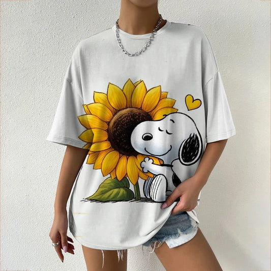 Trendy Snoopy Print Women's Oversized O-neck T-shirt – Y2K Streetwear