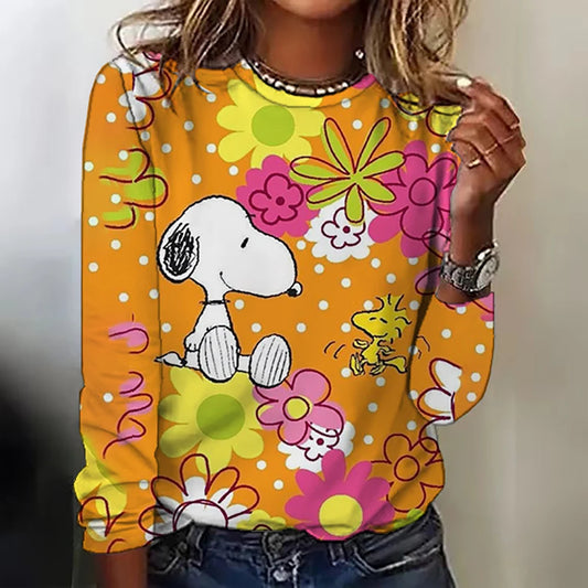 Snoopy Anime Co-Branded Long-Sleeved T-Shirt for Women