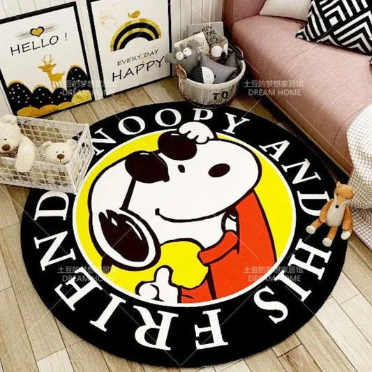 MINISO Disney Snoopy Cartoon Round Carpet – Perfect for Kids' Rooms