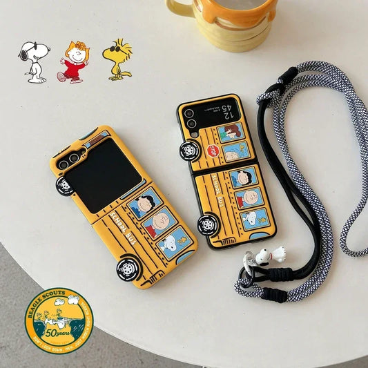 3D Cute Cartoon Peanuts Snoopy &amp; Charlie Brown Phone Case for Samsung Galaxy Z Flip