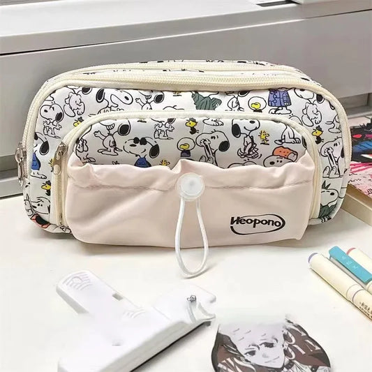 Snoopy Multi-Layer Canvas Pencil Case – Cute and Functional Stationery Storage