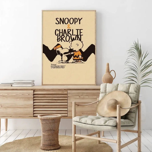 Snoopy Cartoon Self-adhesive Art Poster – Whimsical Home Decor