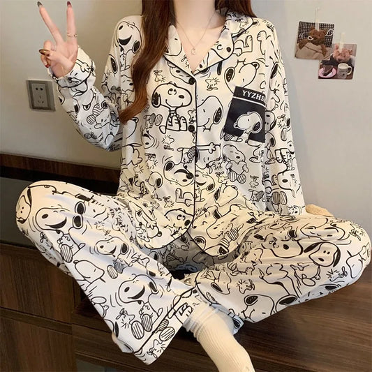Cozy and Cute: Anime Snoopy Full Print Women Pajama Set