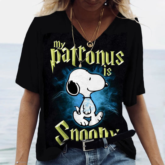 Vintage Snoopy Cartoon Print Shirt – Graphic Tees for Women
