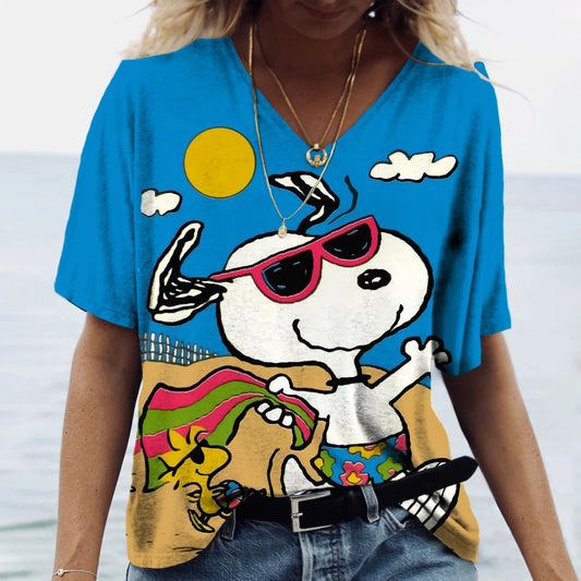 Vintage Snoopy Cartoon Print Shirt – Graphic Tees for Women