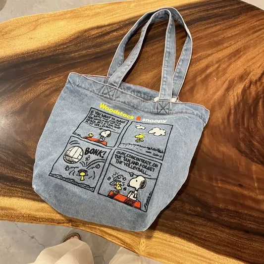 Cute Snoopy Denim Tote Bag