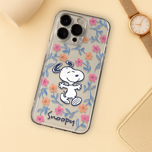 Black Flower Snoopy iPhone Case
